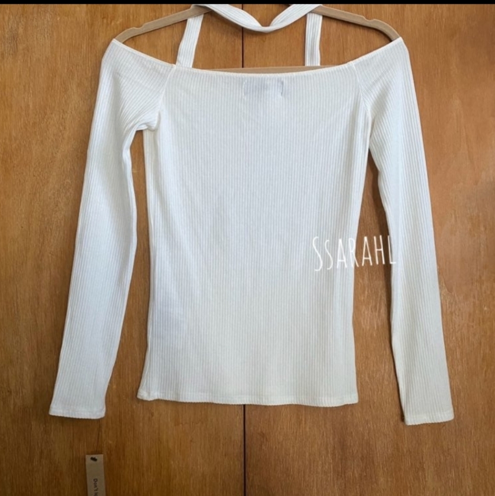 Reformation Regan White Off Ribbed Stretch Off Shoulder Top size M - Picture 4 of 5